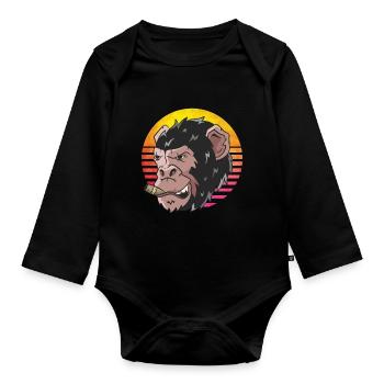 Lustiges Affe Schimpanse DNA - Baby Bio-Langarm-Body - Schwarz - Vorne