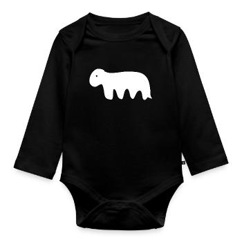 Tier symbol dinosaurier - Baby Bio-Langarm-Body - Schwarz - Vorne