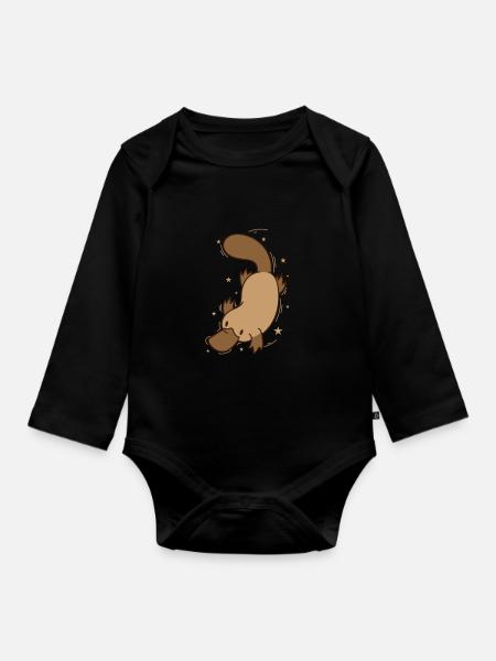 Schnabeltier beim Tauchen Australien - Baby Bio-Langarm-Body - Schwarz