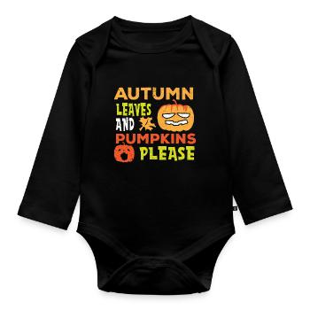Halloween Kürbis Grusel - Baby Bio-Langarm-Body - Schwarz - Vorne