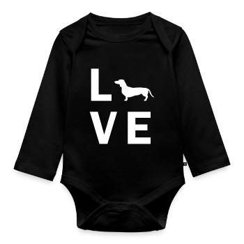 Teckel d’amour - Body Bébé bio manches longues - noir - Devant
