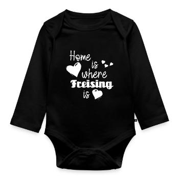 Zuhause in Freising - Home is where Freising is - Baby Bio-Langarm-Body - Schwarz - Vorne