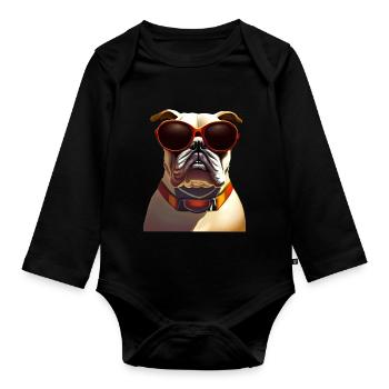 Colorbulls Conti Bulldoggen Continental Bulldogs - Baby Bio-Langarm-Body - Schwarz - Vorne