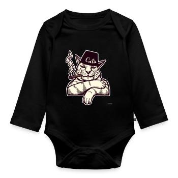 Katzen Katze Katzenshirt Katze Geschenkidee kitten - Baby Bio-Langarm-Body - Schwarz - Vorne