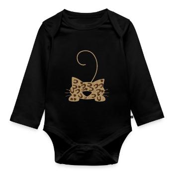 Leopard mask, leopard mask - Organic Longsleeve Baby Bodysuit - black - Front