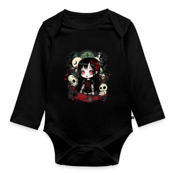 Anime Horror Chibi: Kawaii Gothic Halloween - Organic Longsleeve Baby Bodysuit - black - Front