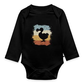 Casual Retro Old School Bird Funky Vintage Dodo - Body Bébé bio manches longues - noir - Devant