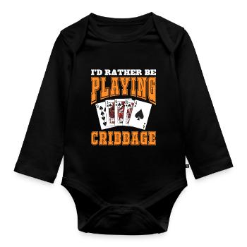 Je préfère jouer au cribbage - Body Bébé bio manches longues - noir - Devant