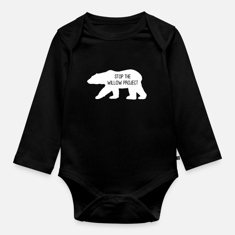 Stop the Willow Project (blanc) - Body Bébé bio manches longues - noir