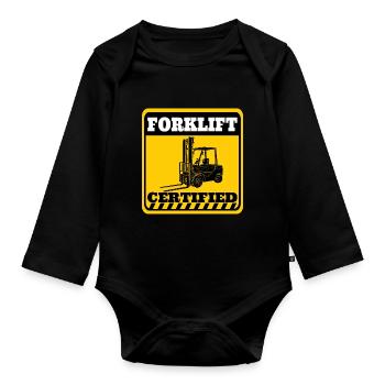Certified forklift driver competence - Organic Longsleeve Baby Bodysuit - black - Front