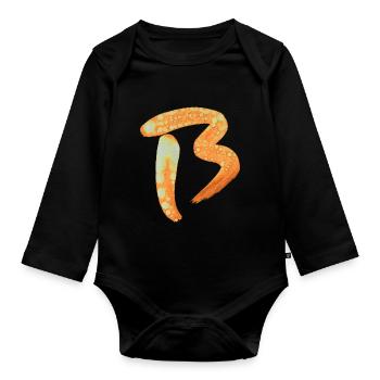 B - Aquarell - Baby Bio-Langarm-Body - Schwarz - Vorne