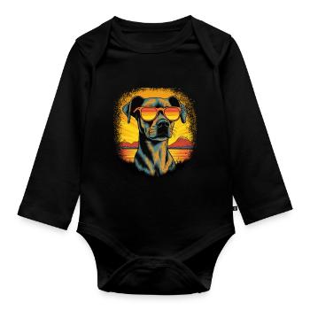 animal lover funny humor dog friendly birthday - Organic Longsleeve Baby Bodysuit - black - Front