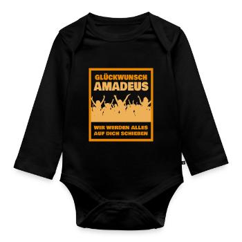 Geschenk für Amadeus - Baby Bio-Langarm-Body - Schwarz - Vorne