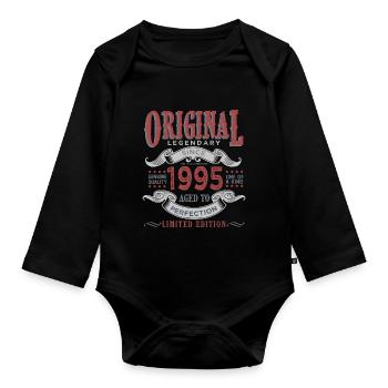 Born in 1995 Gift 1995 Anniversary - Organic Longsleeve Baby Bodysuit - black - Front