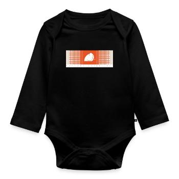 Mamood gradient check pattern orange - Organic Longsleeve Baby Bodysuit - black - Front