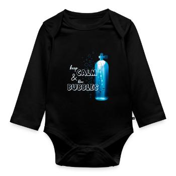 Restez calme et soufflez des bulles. Pour les plongeurs! - Body Bébé bio manches longues - noir - Devant