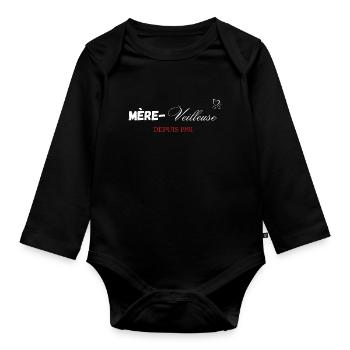 Mère veilleuse depuis 1991 - Body Bébé bio manches longues - noir - Devant