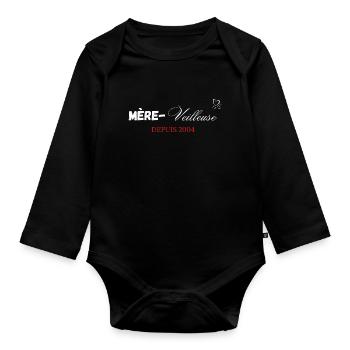 Mère veilleuse depuis 2004 - Body Bébé bio manches longues - noir - Devant