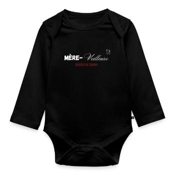 Mère veilleuse depuis 2009 - Body Bébé bio manches longues - noir - Devant
