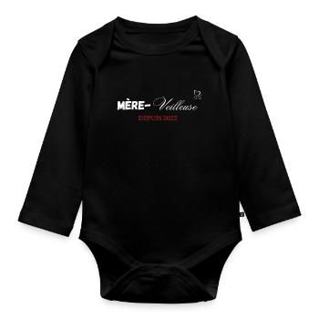 Mère veilleuse depuis 2022 - Body Bébé bio manches longues - noir - Devant