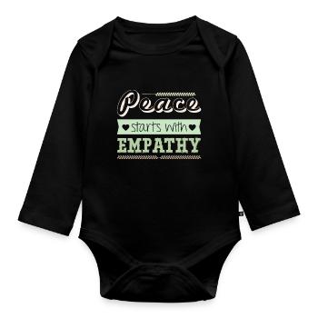 La paix commence par l’empathie - Body Bébé bio manches longues - noir - Devant