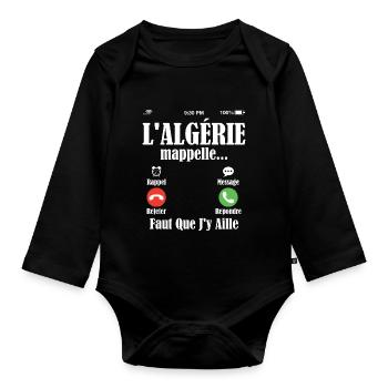 L'algérie M'appelle Faut Que J'y Aille - Body Bébé bio manches longues - noir - Devant