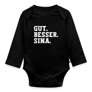 Gut Besser Sina Lustiger Spruch Name Sina - Baby Bio-Langarm-Body - Schwarz - Vorne