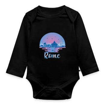 Rome Skyline - Italy Travel - Roma Italia - Organic Longsleeve Baby Bodysuit - black - Front