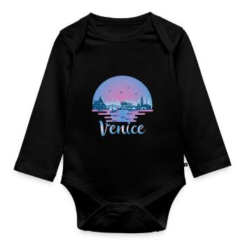 Venedig Italien Venedig Skyline Italia Reisen - Baby Bio-Langarm-Body - Schwarz - Vorne