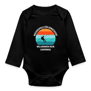 Canyoning Bergsteigen Klettern Wandern Berge - Baby Bio-Langarm-Body - Schwarz - Vorne