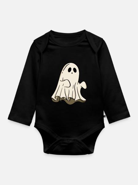 Geist Halloween - Baby Bio-Langarm-Body - Schwarz