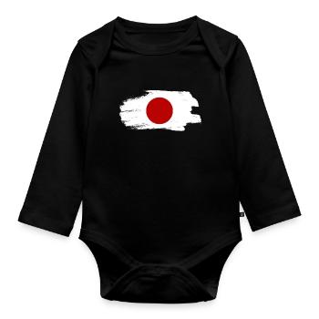Drapeau du Japon Look Usé Nihon Drapeau Japonais - Body Bébé bio manches longues - noir - Devant