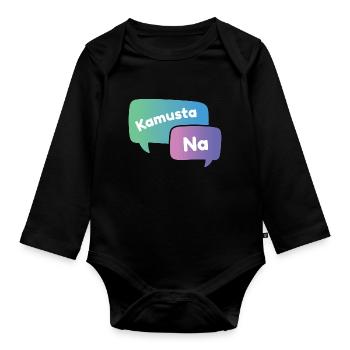 Kamusta Ka Expression Design für stolze Pinoys - Baby Bio-Langarm-Body - Schwarz - Vorne