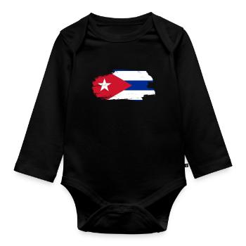Cuba Flag Caribbean Vacation Cuba Travel Havana - Organic Longsleeve Baby Bodysuit - black - Front