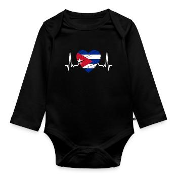 Cuba Flag Caribbean Vacation Cuba Travel Havana - Organic Longsleeve Baby Bodysuit - black - Front