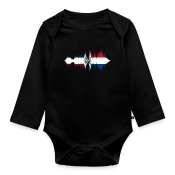 Dominican Republic Flag Dom Rep Flag Travel - Organic Longsleeve Baby Bodysuit - black - Front