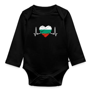 Drapeau de la Bulgarie Drapeau bulgare Sables d’or - Body Bébé bio manches longues - noir - Devant