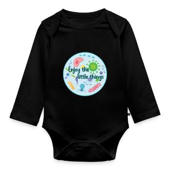 Viel Spaß mit den kleinen Dingen - Lustige Mikrobiologie - Baby Bio-Langarm-Body - Schwarz - Vorne