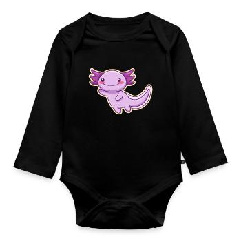 Lila Axolotl Design für Axolotl-Liebhaber - Baby Bio-Langarm-Body - Schwarz - Vorne