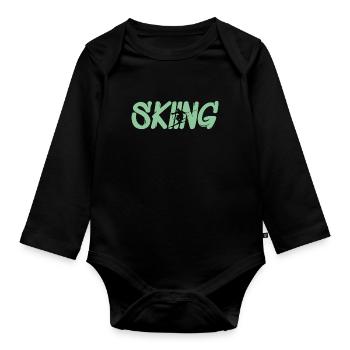 skiing ski - Baby Bio-Langarm-Body - Schwarz - Vorne