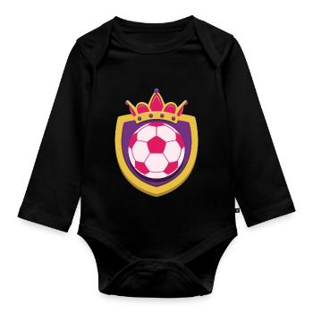 Soccer King Coat of Arms - Organic Longsleeve Baby Bodysuit - black - Front