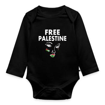 Free palestine - Organic Longsleeve Baby Bodysuit - black - Front