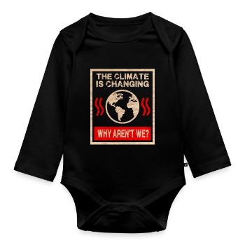 Climate change - Organic Longsleeve Baby Bodysuit - black - Front