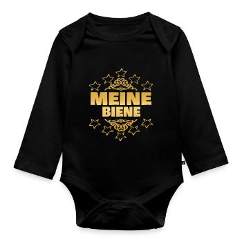Mädchen Biene - Baby Bio-Langarm-Body - Schwarz - Vorne