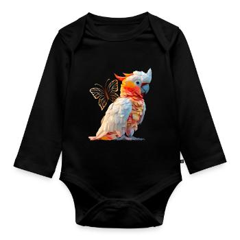 Kakadu - Baby Bio-Langarm-Body - Schwarz - Vorne