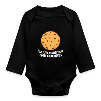 Je suis juste là pour les biscuits - Body Bébé bio manches longues - noir - Devant