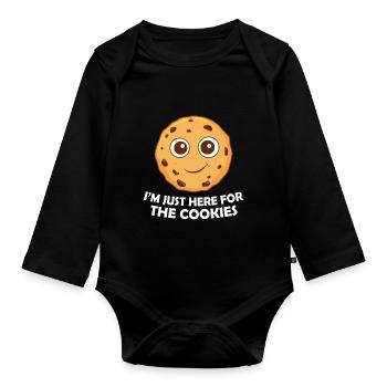 Je suis juste là pour les biscuits - Body Bébé bio manches longues - noir - Devant