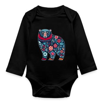 Russische Tradition Weihnachten - Baby Bio-Langarm-Body - Schwarz - Vorne