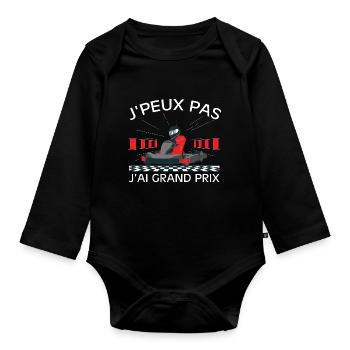 Ich kann nicht, ich habe ein Grand-Prix-Autorennen - Baby Bio-Langarm-Body - Schwarz - Vorne