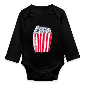 Pop-corn - Body Bébé bio manches longues - noir - Devant